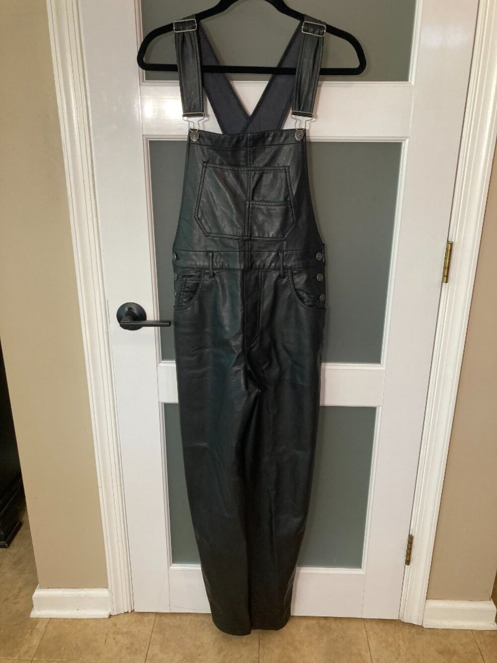 Free People "We The Free" Ziggy Vegan Leather Overalls - Black - XS